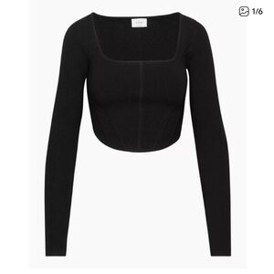 itzia Wilfred Natalie black corset long sleeve top size medium